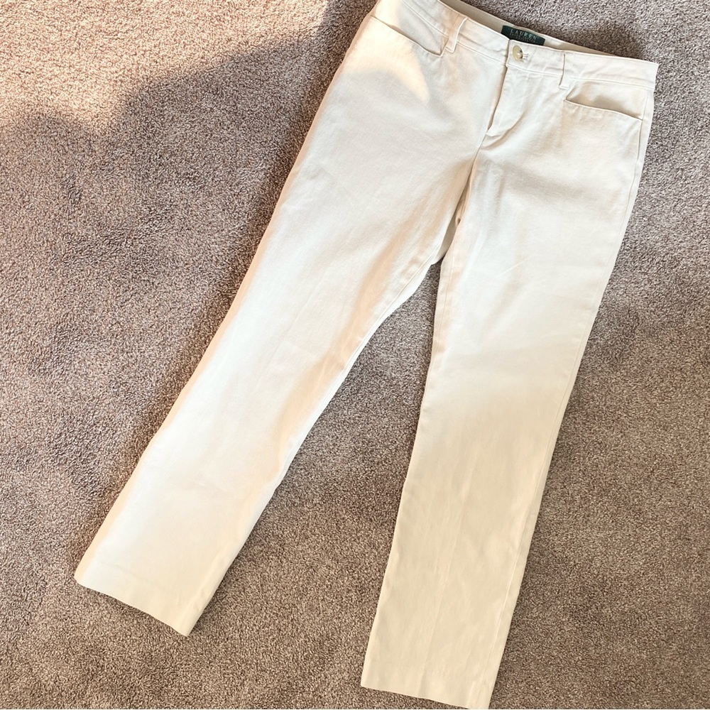 LRL Cream Adelle Cropped Ankle Pants